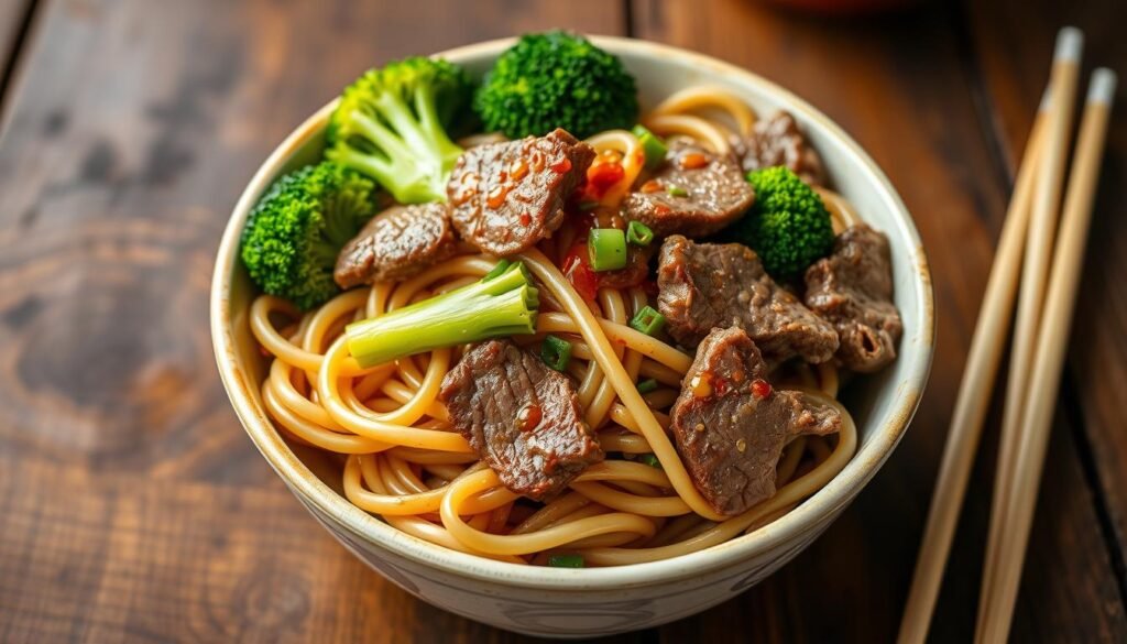 beef and broccoli lo mein