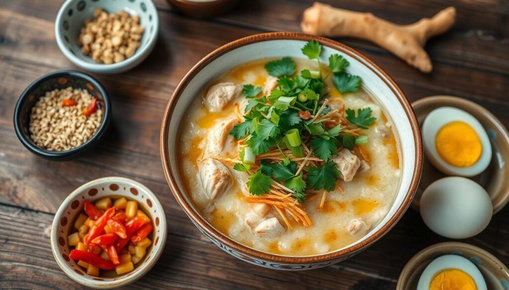 chicken congee toppings