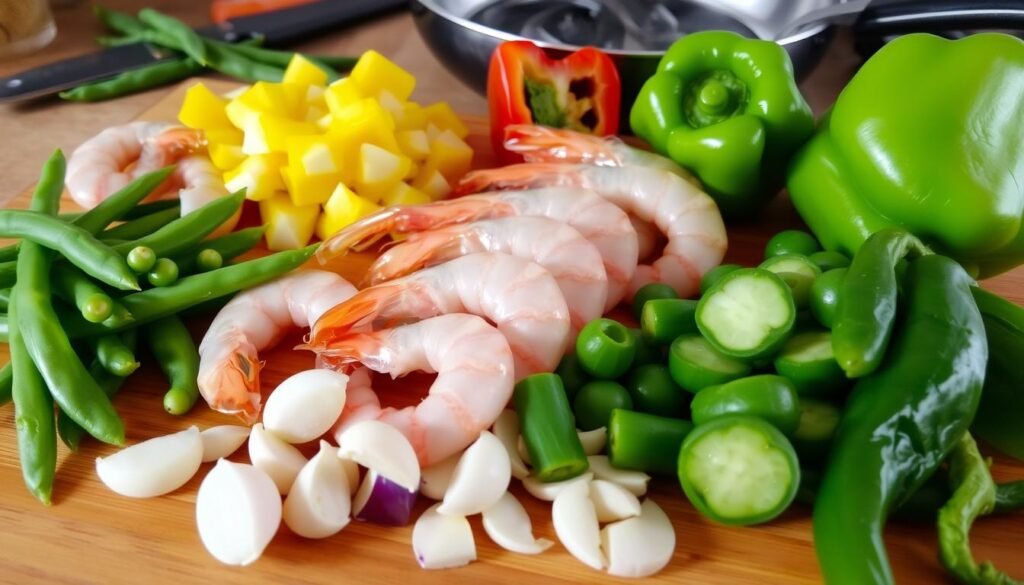 delicious shrimp stir-fry ingredients