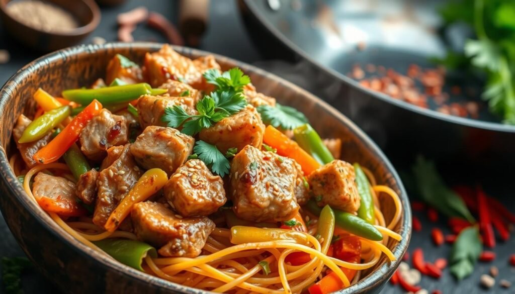 easy pork noodle stir-fry