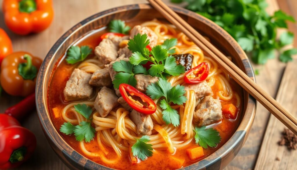 spicy pork noodles